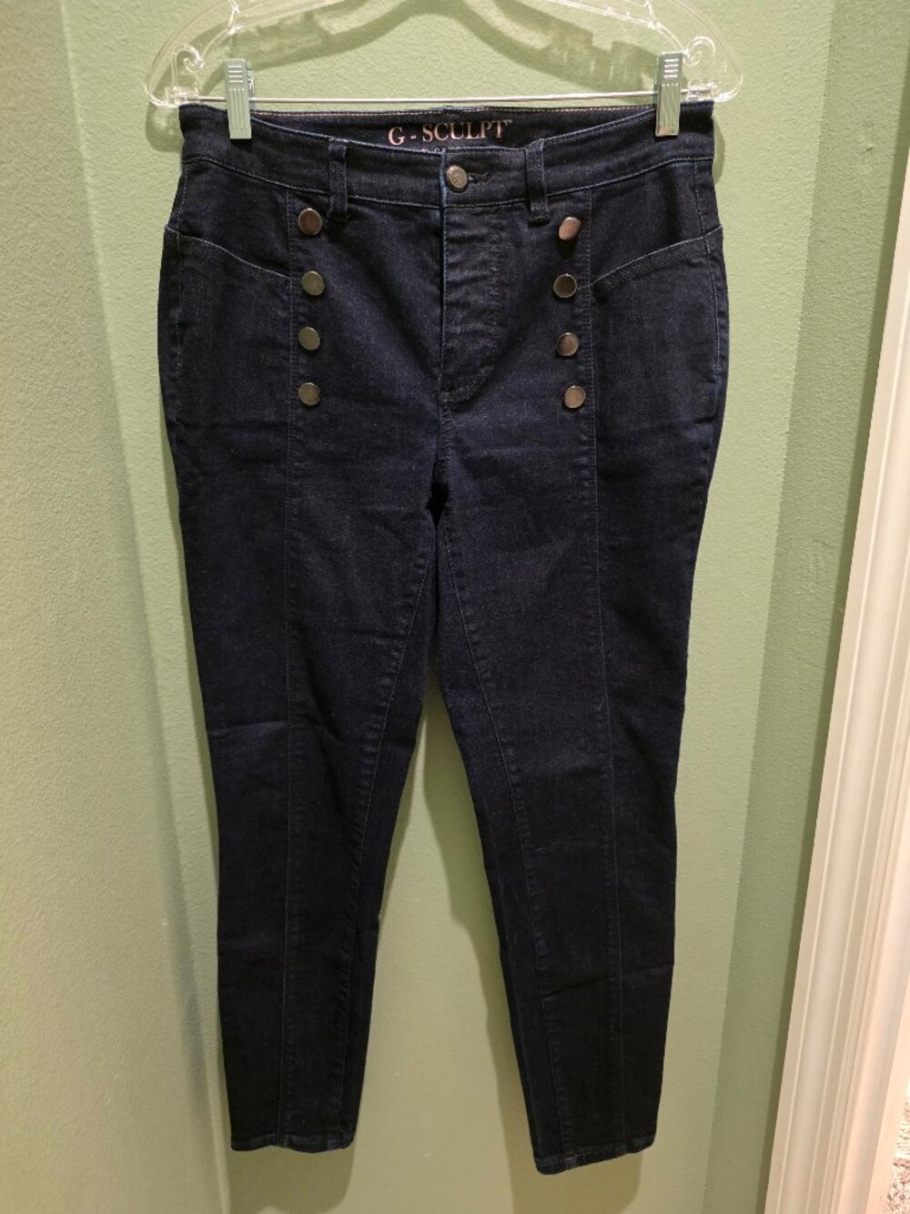 G By Giuliana G-Sculpt High-Rise Skinny Jeans Decorative Buttons Size 10